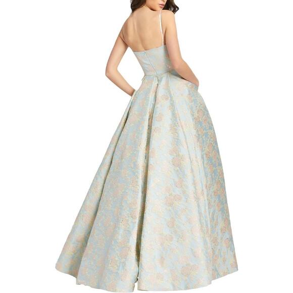 Mac‎ Duggal Floral Jacquard Ballgown 26117I Size 14 with POCKETS - Picture 3 of 16